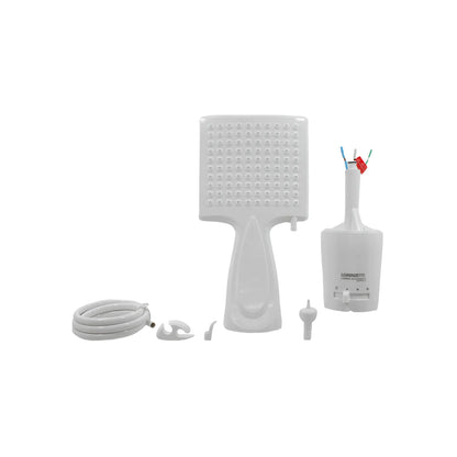 Ducha eléctrica Lorenzetti Loren Shower Ultra blanca con manguera y accesorios de instalación.