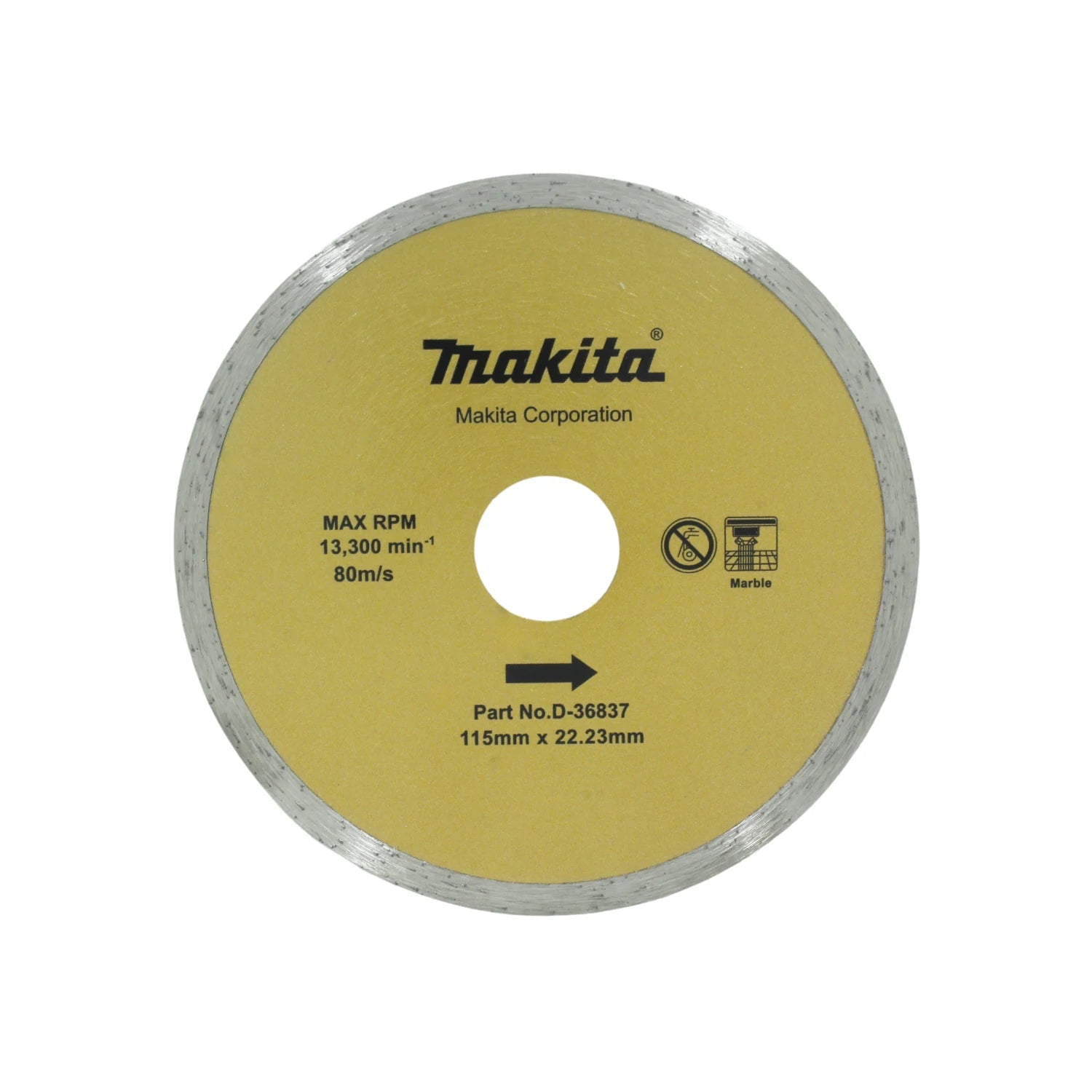Disco diamantado Makita 4 1/2 pulg corona continua para corte de mármol