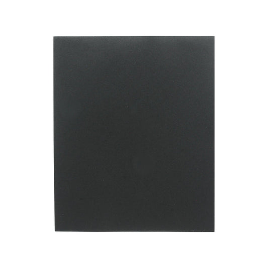 Lija de agua grano 220, hoja abrasiva negra para lijado fino en metal, madera y superficies.