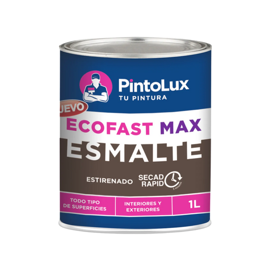 Pintura de esmalte café PintoLux EcoFast Max 1L de secado rápido en 5 minutos para interiores y exteriores