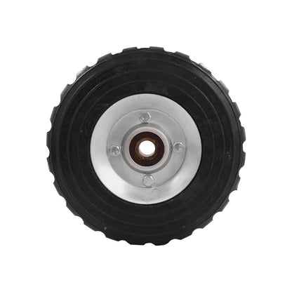 Rueda sólida negra de caucho 8" con rin metálico y baleros para diablo o carretilla de carga