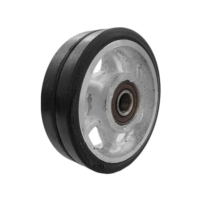 Rueda para diablo 5" con rin metálico de rayos, llanta de caucho negra y balero central