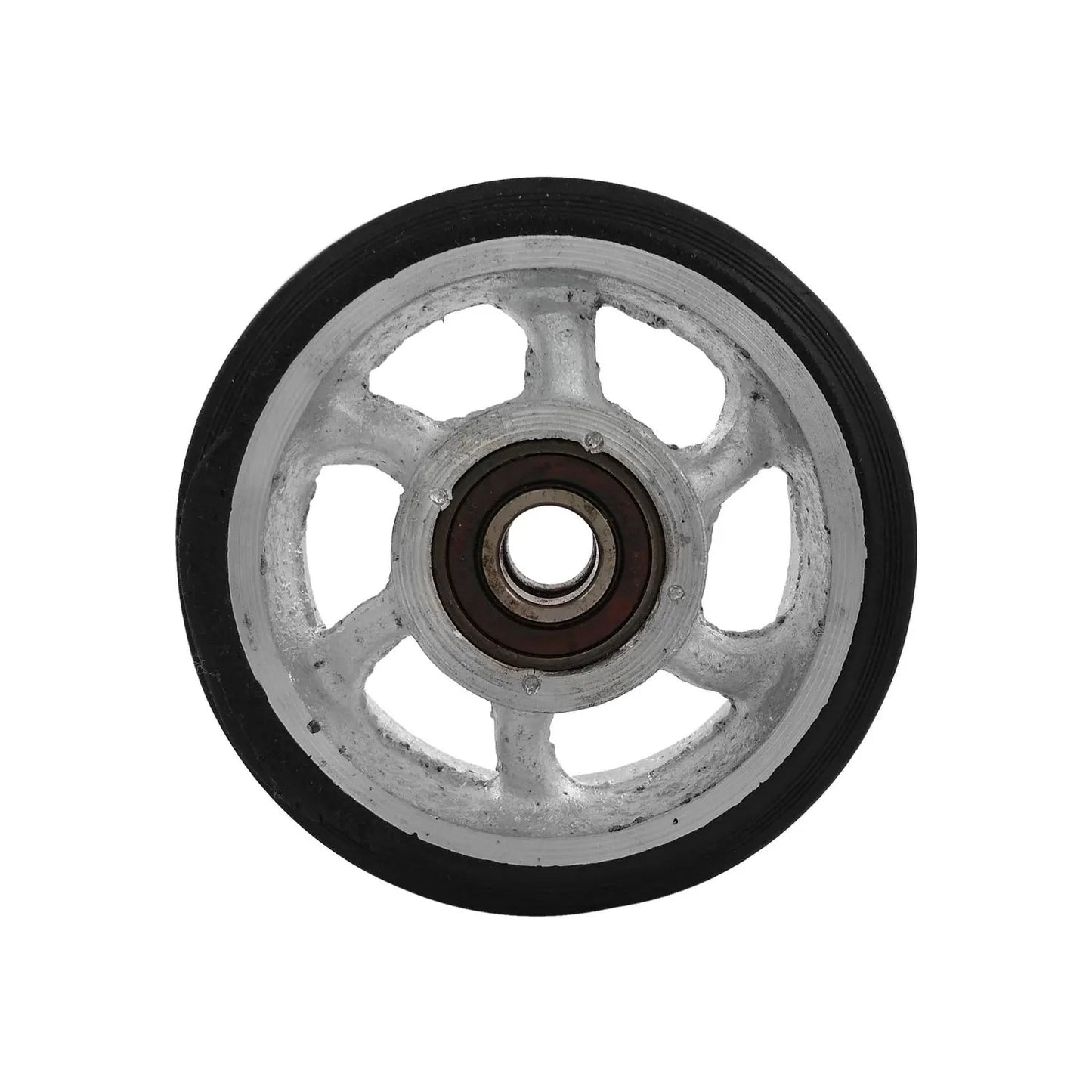 Refacción de rueda para diablo de 5 pulgadas con rin gris de rayos y llanta negra