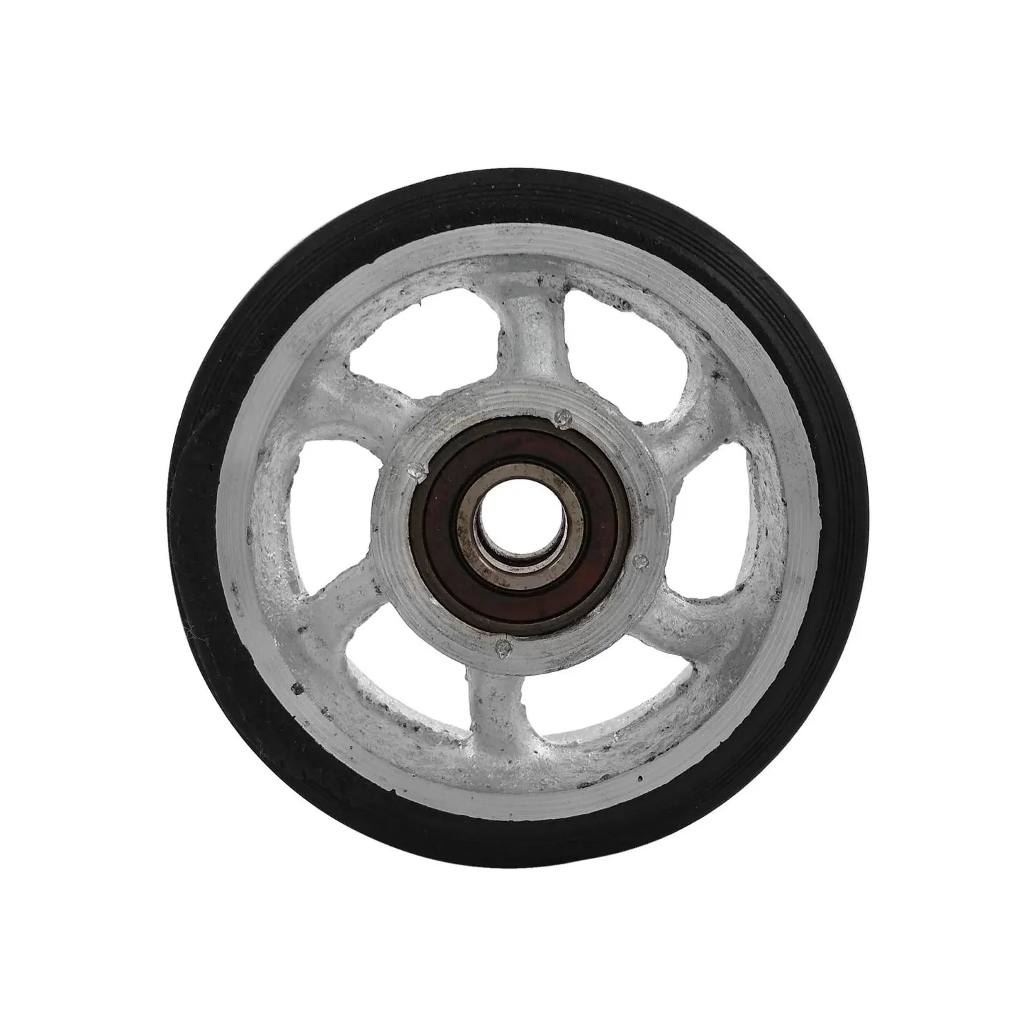 Refacción de rueda para diablo de 5 pulgadas con rin gris de rayos y llanta negra
