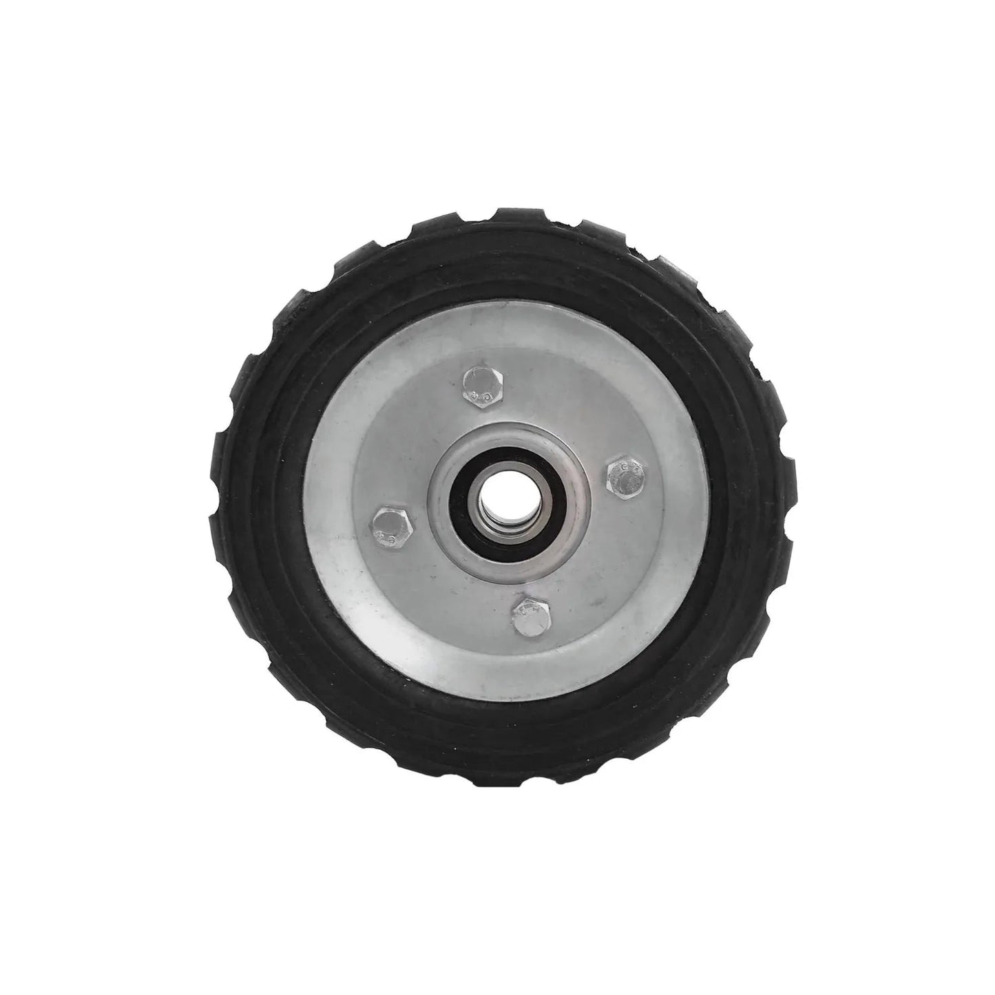 Rueda negra para diablo 6 pulgadas, 2 baleros, neumático de caucho con taco, centro metálico