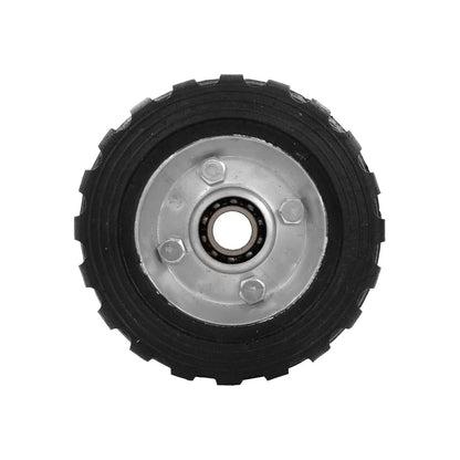 Rueda negra de PVC de 5 pulgadas para diablo, con banda de rodadura, un balero y rin plateado