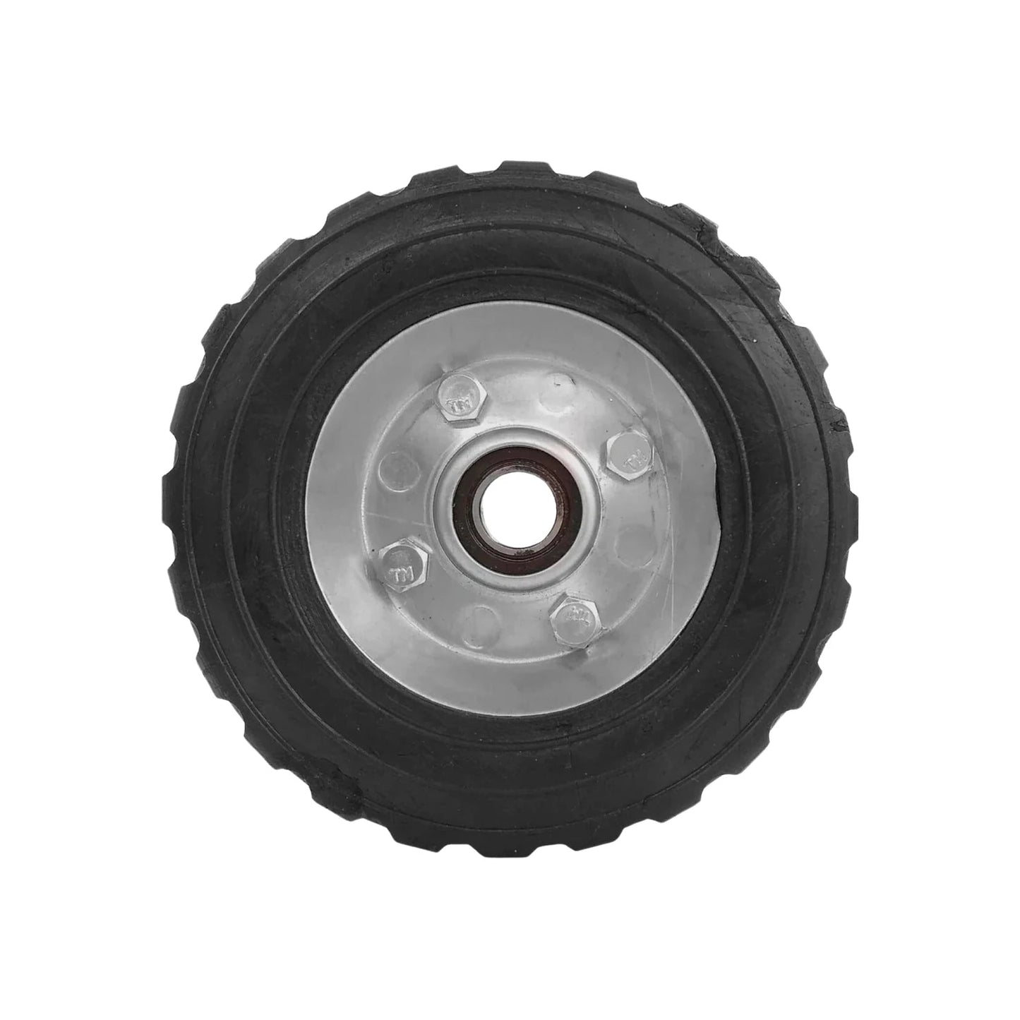 Rueda de hule negra para diablo 6 pulgadas con balero, rin metálico