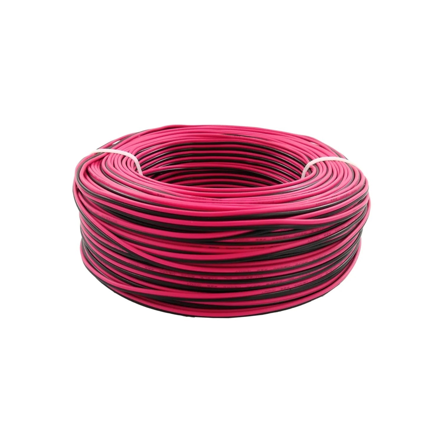 Cable eléctrico bicolor rosa y negro calibre 22, rollo de 100 metros, para instalaciones residenciales.