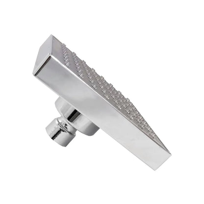 Regadera cuadrada cromada de 4 pulgadas, acabado brillante, para ducha de baño con diseño moderno