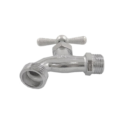 Llave de nariz 1/2" cromada con maneta de cruz para jardín y conexión de manguera
