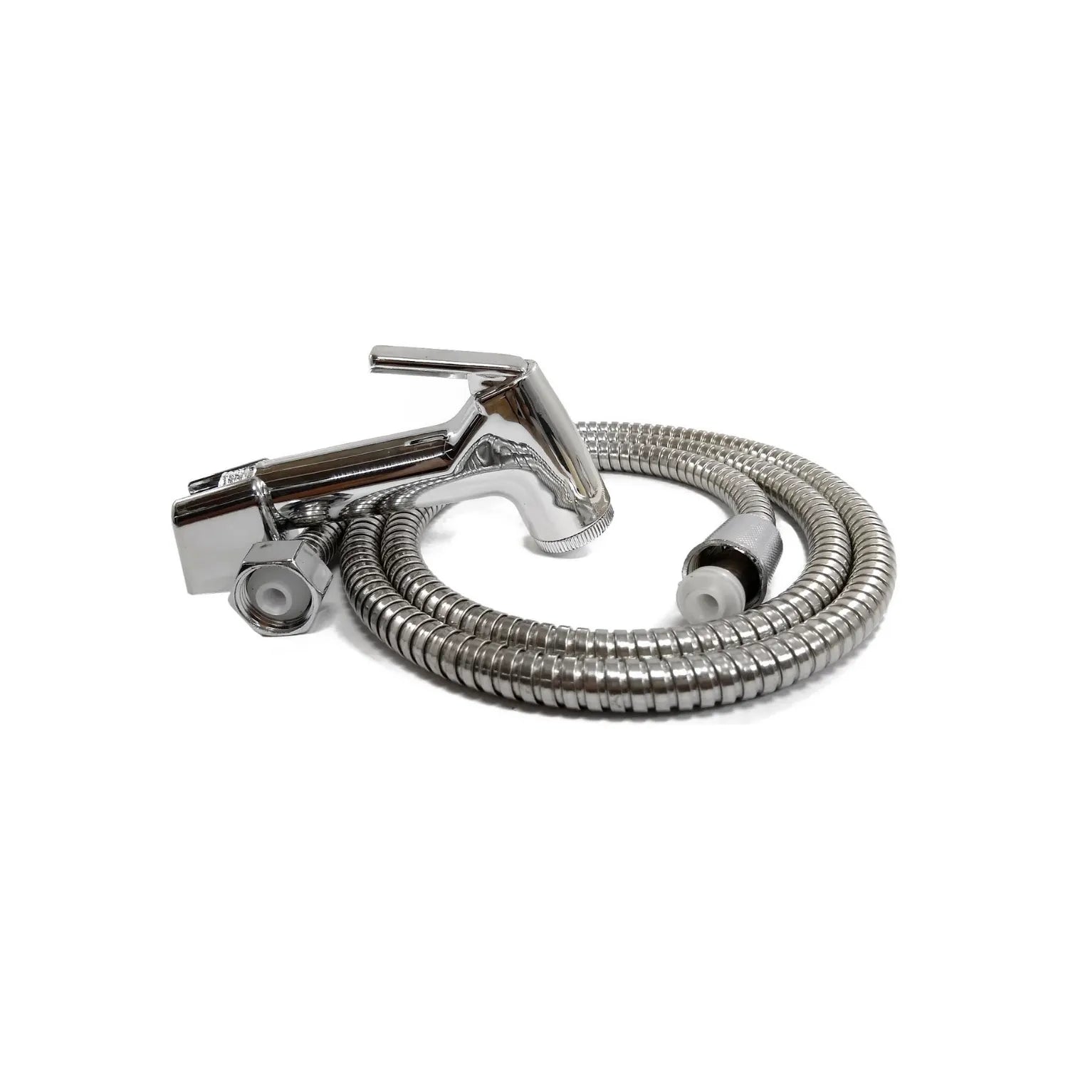Grifo mezclador monomando cromado, manguera flexible metálica para instalación de bidet o WC