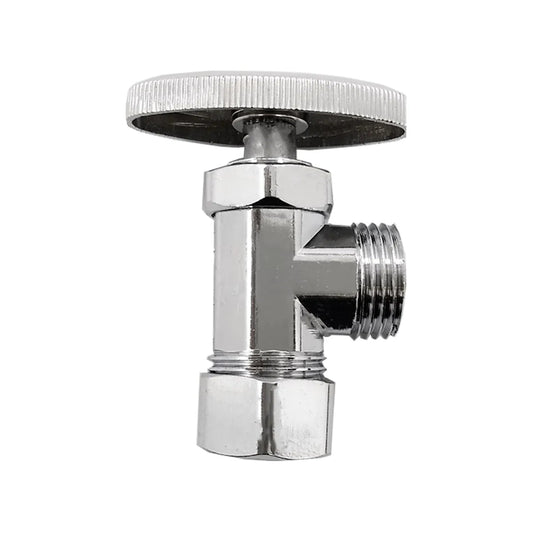 Llave angular de barril cromada 1/2" para control de flujo de agua en inodoros y lavabos