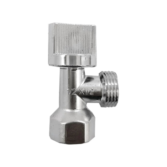 Llave angular cromada de 1/2" x 1/2" con cierre 1/4 de vuelta para lavadora o inodoro