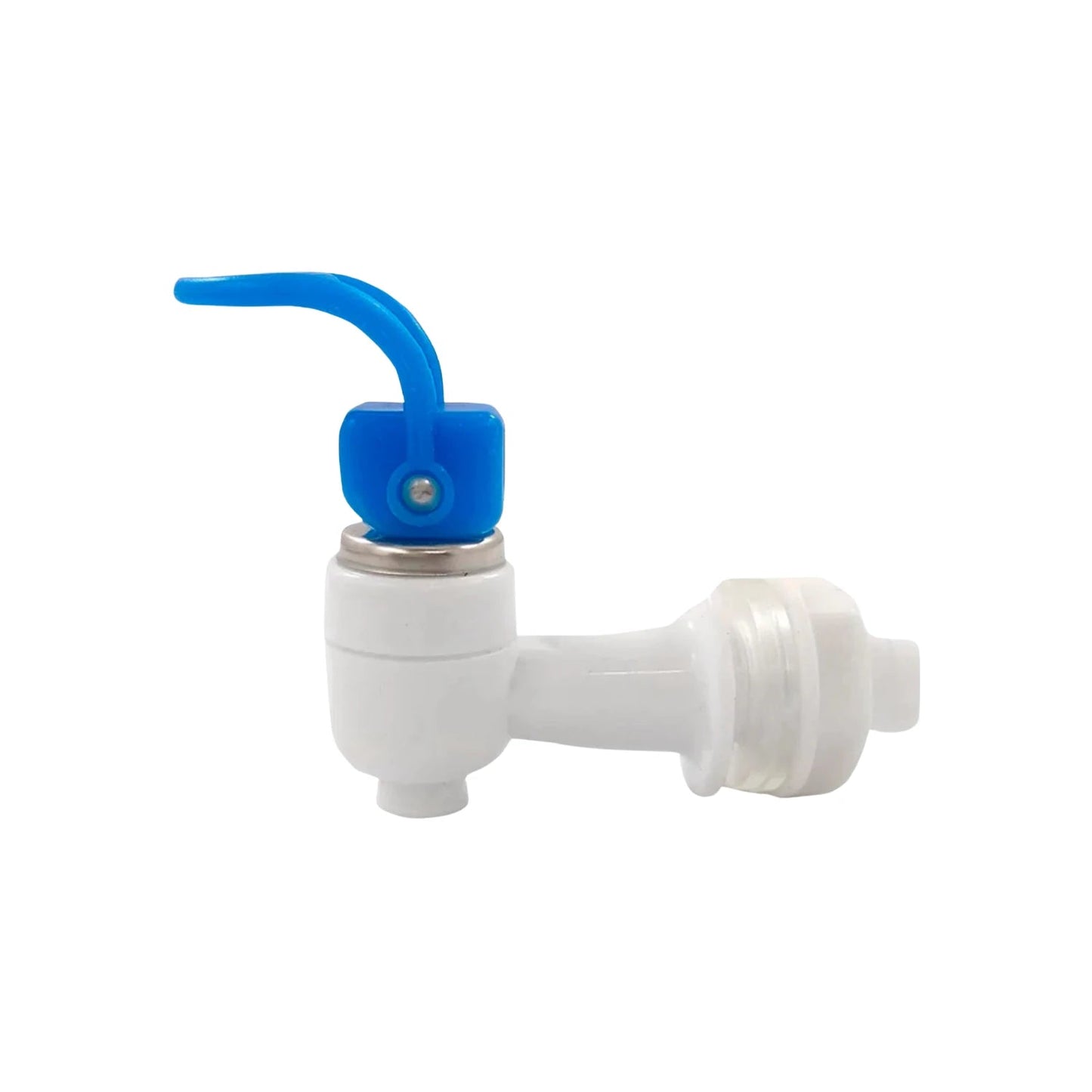 Llave de plástico blanca para garrafón de agua con palanca dispensadora azul, repuesto universal