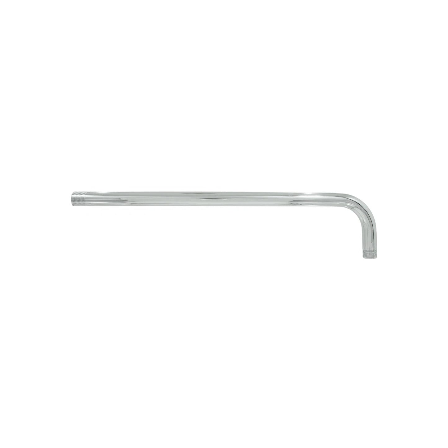 Brazo de regadera cromado de 50 cm para ducha, acabado brillante en sistema de plomería de baño.