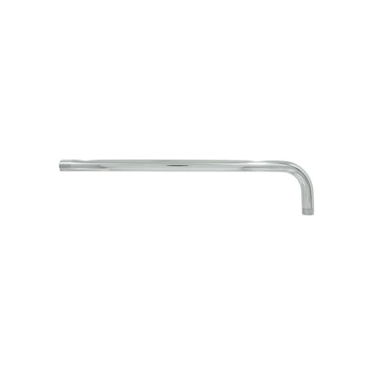 Brazo de regadera cromado de 50 cm para ducha, acabado brillante en sistema de plomería de baño.