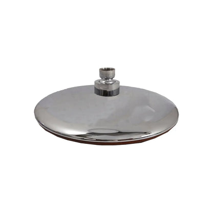 Regadera redonda 8 pulgadas cromada con base color café para baño