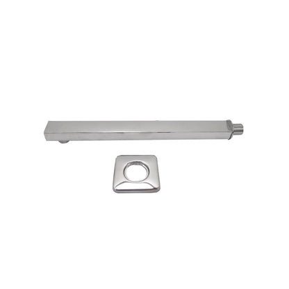 Brazo de regadera cuadrado cromado brillante para ducha, con chapetón de pared a juego, accesorio de baño.