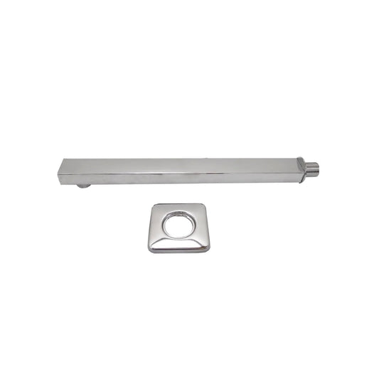 Brazo de regadera cuadrado cromado brillante para ducha, con chapetón de pared a juego, accesorio de baño.