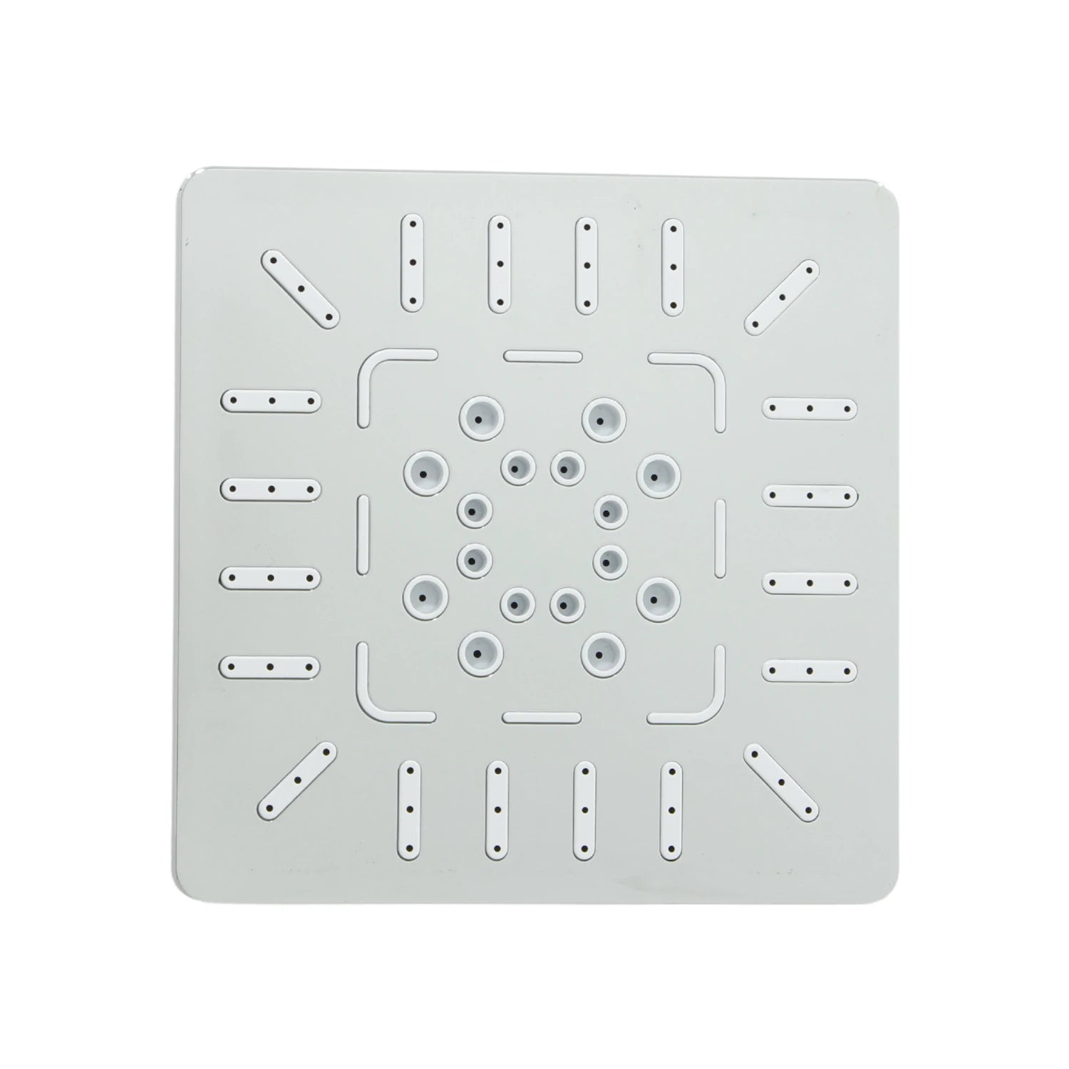 Regadera de ducha cuadrada 4 pulgadas ABS gris con múltiples chorros de agua para un baño moderno y eficiente.