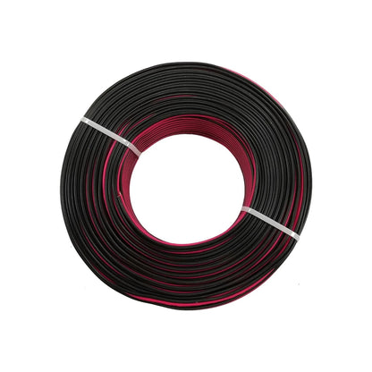 Cable eléctrico calibre 18, bicolor negro y rojo, en rollo para instalaciones y proyectos DIY.