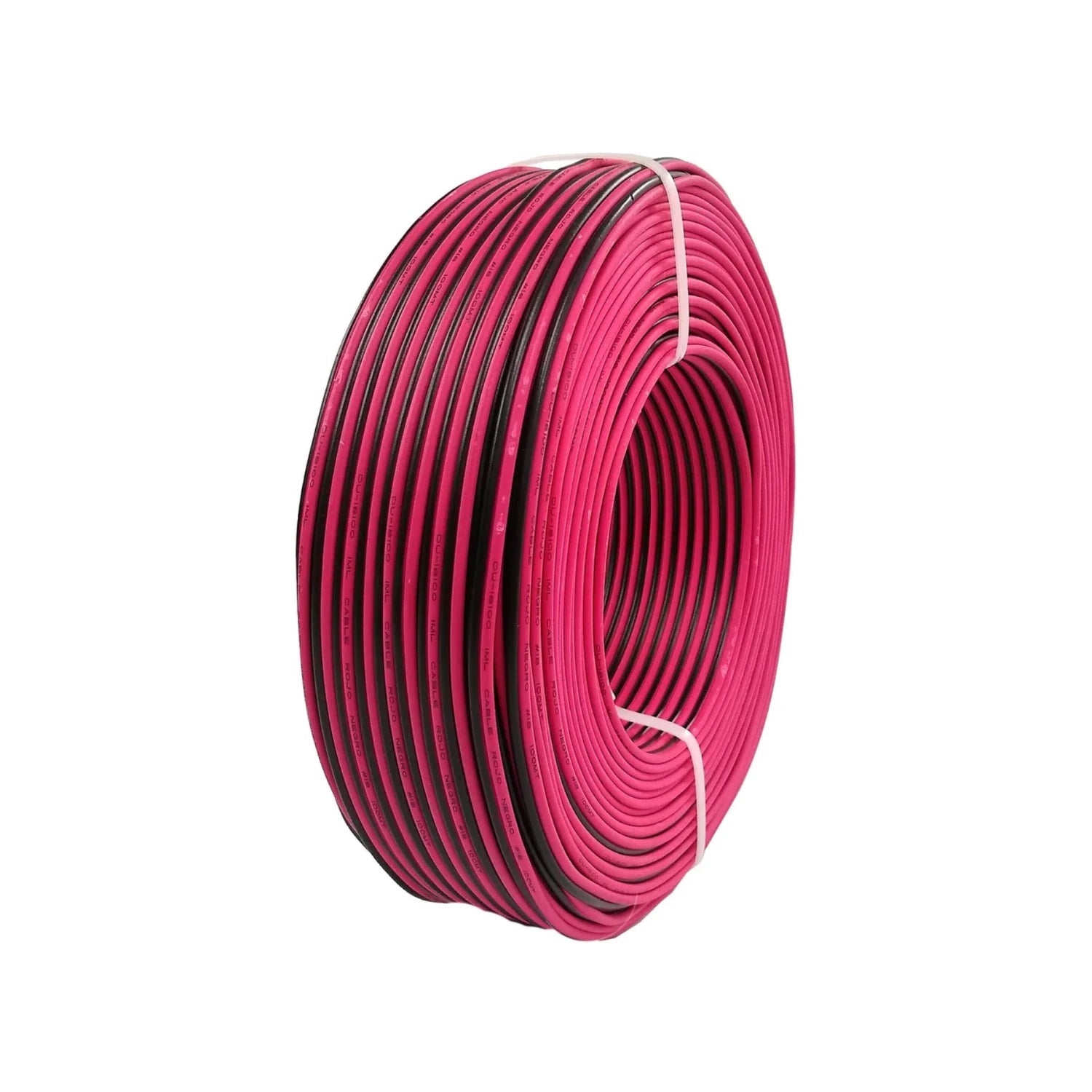 Cable eléctrico IML bicolor rosa y negro calibre #18, rollo de 100 metros para instalaciones.