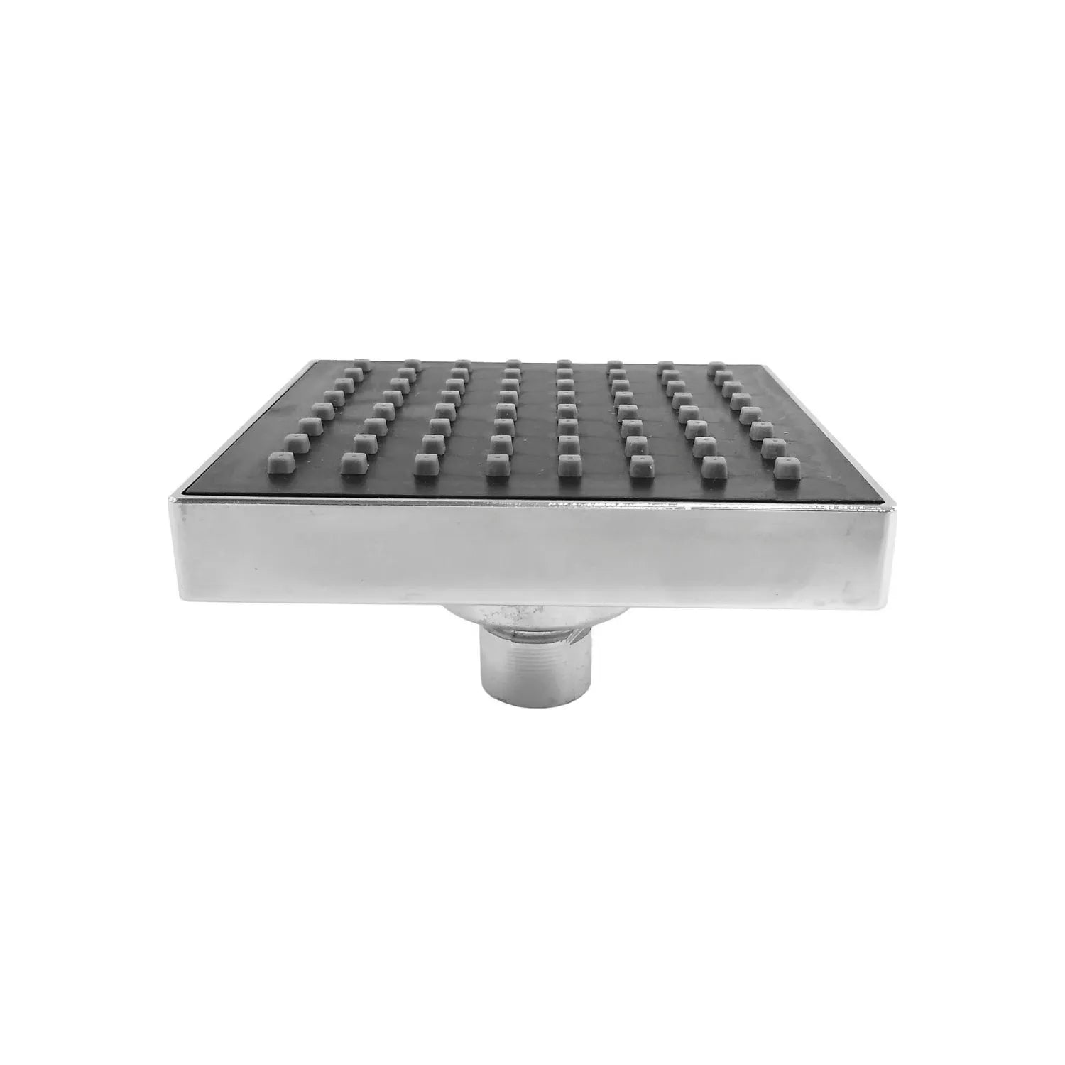 Regadera cuadrada cromada 4" ABS para baño, con boquillas de silicona antical.