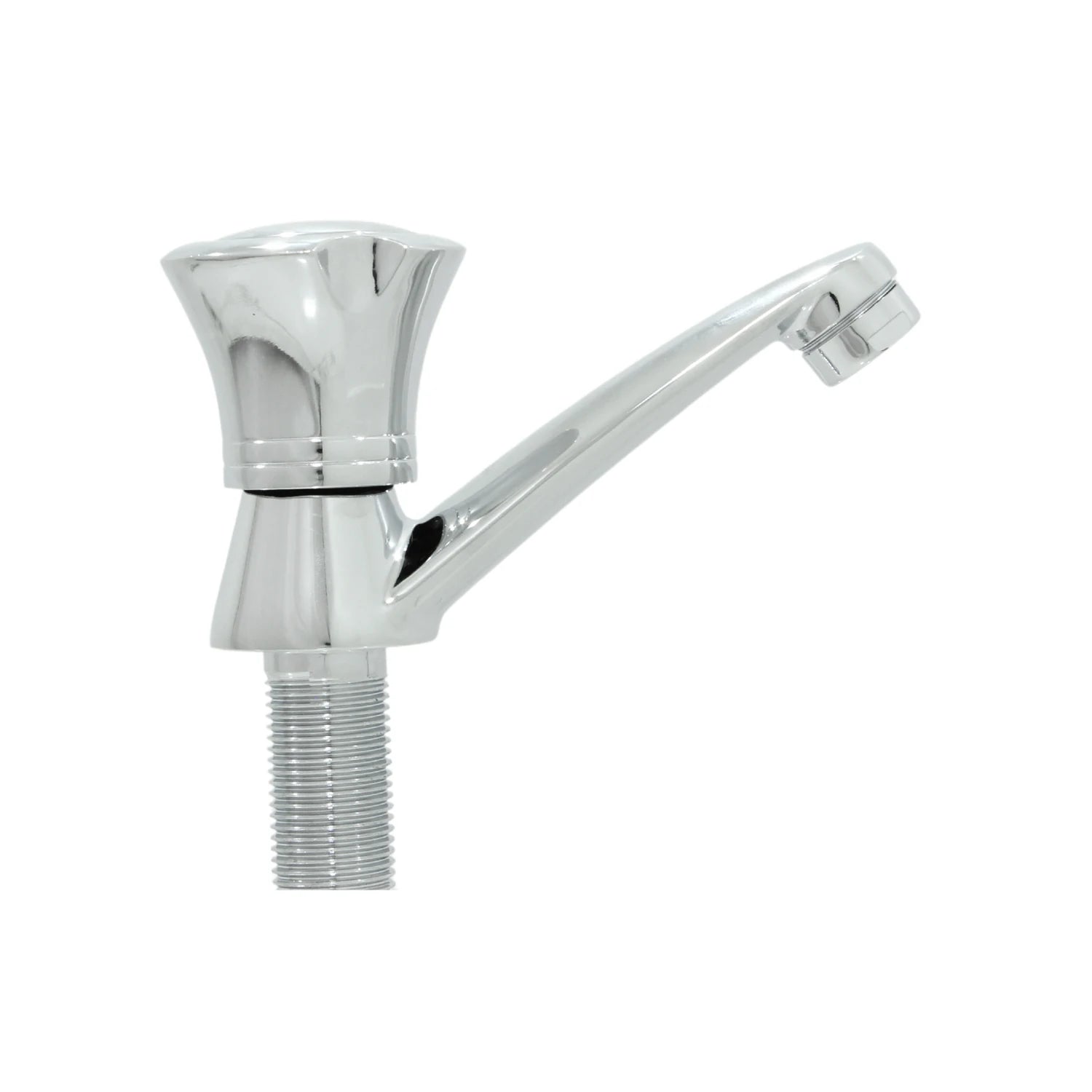 Llave individual de lavabo cromada brillante con rosca de instalación para ferretería y plomería