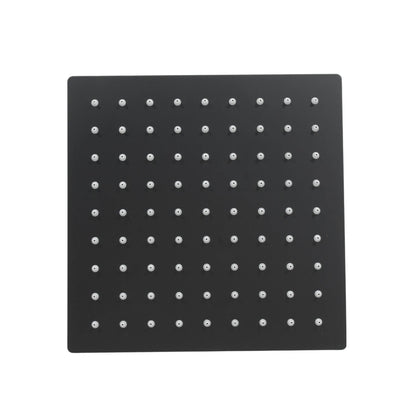Regadera cuadrada 8" acero inoxidable negro mate con boquillas autolimpiables para ducha