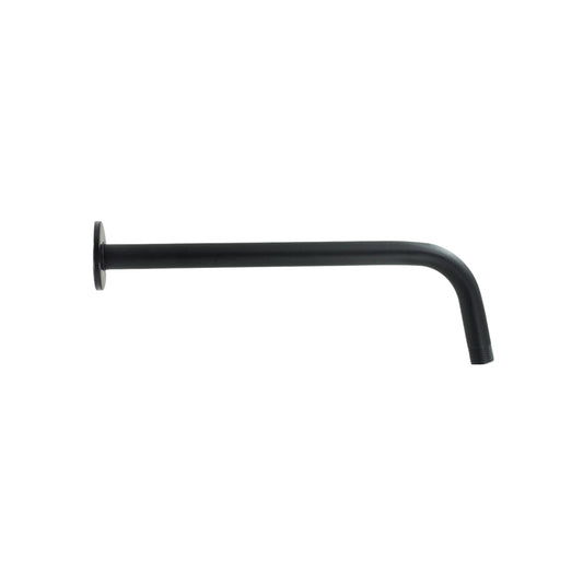 Brazo de regadera curvo negro mate de 40 cm con chapetón para instalación de ducha