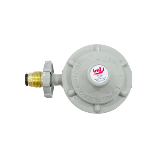 Regulador de gas LP IML QC16B gris con maneral para baja presión y cilindros domésticos