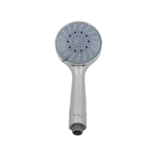 Regadera de teléfono IML cromada ABS, cabezal gris con selector de chorros, ergonómica