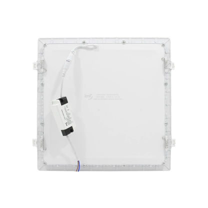 Lámpara panel LED IML empotrable 24W cuadrada, color blanco, vista trasera con driver.