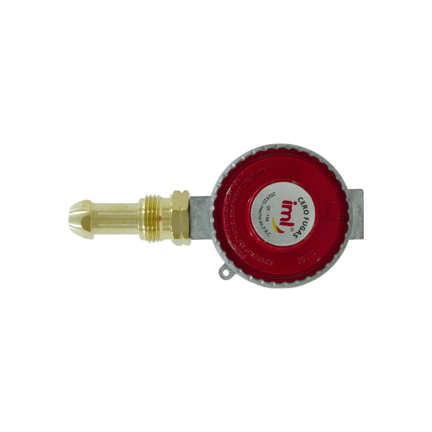 Regulador de gas Iml alta presión rojo con punta, 20 PSI, CERO FUGAS para tanque de gas LP