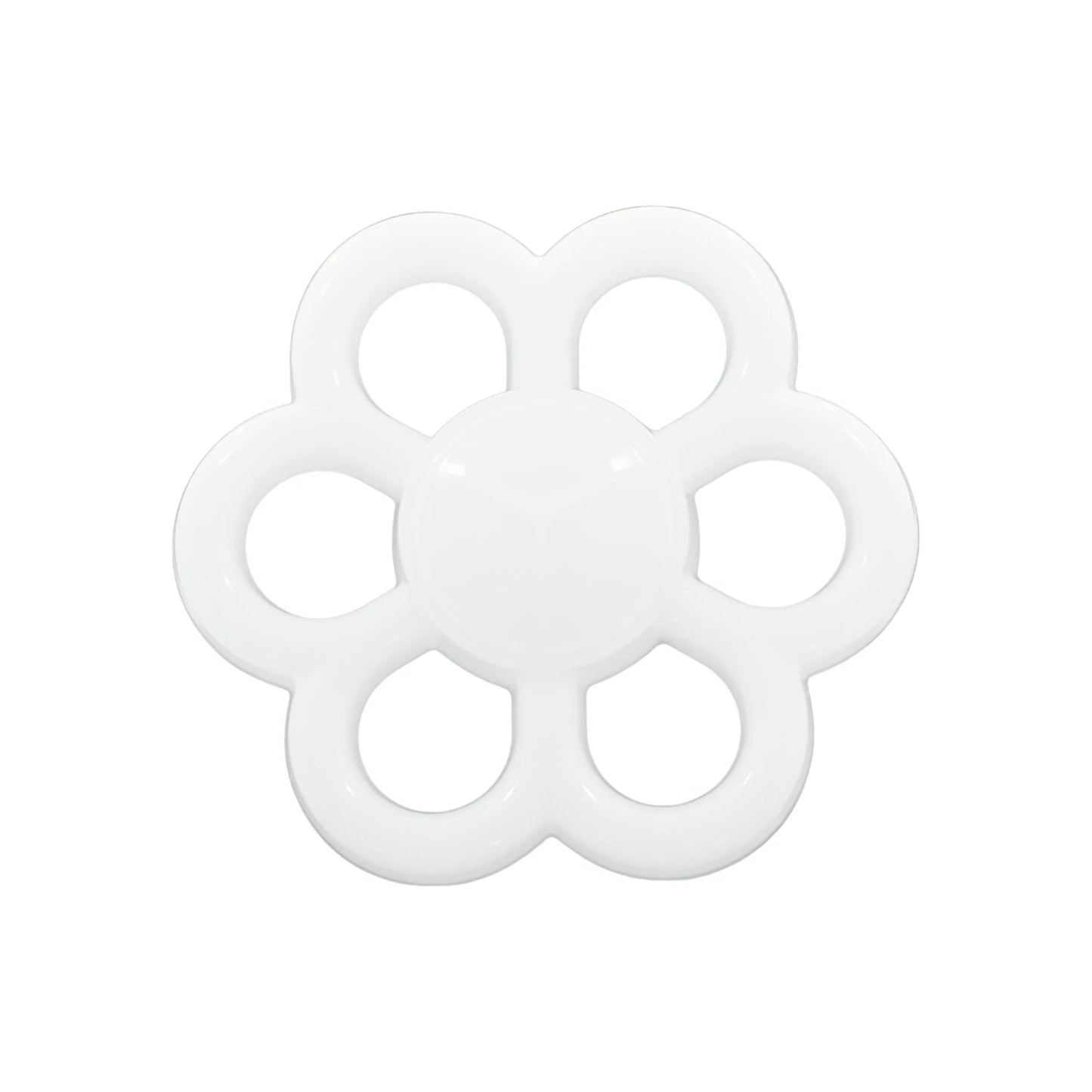 Lámpara LED blanca con diseño floral de seis pétalos para iluminación decorativa moderna.