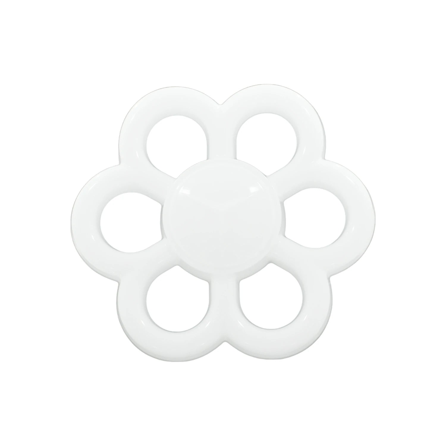 Lámpara LED blanca con diseño floral de seis pétalos para iluminación decorativa moderna.