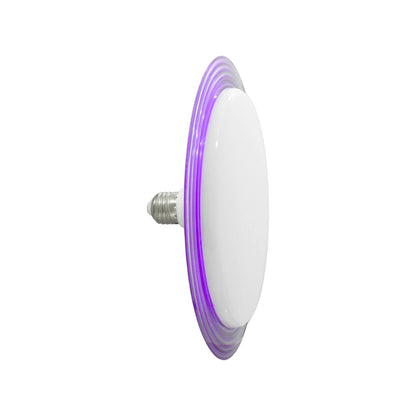 Lámpara LED tipo ovni 40W redonda blanca con aro violeta y base E27 para iluminación
