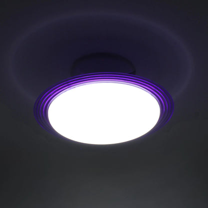 Lámpara LED de techo tipo ovni redonda 40W con aro morado, luz blanca brillante para iluminación interior