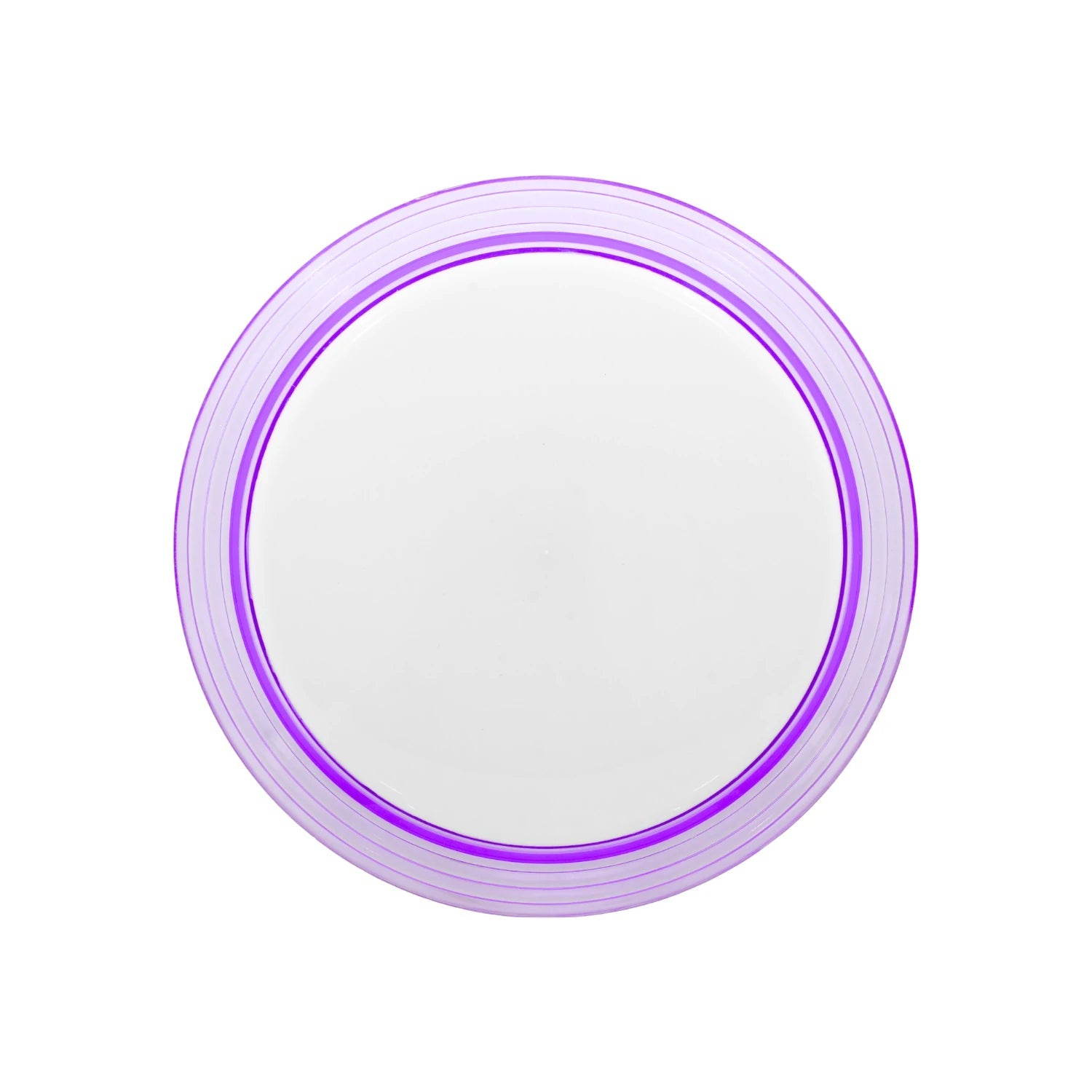 Lámpara LED de techo tipo ovni redonda blanca con aro púrpura translúcido, 40W, iluminación interior.