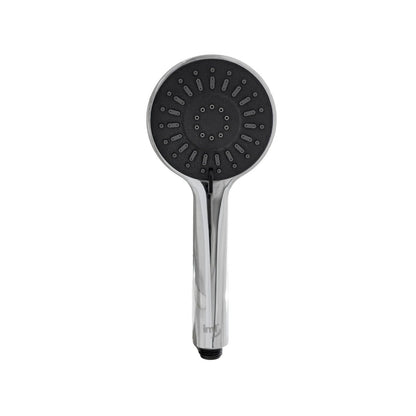 Regadera de mano IML cromada, cabezal de ABS gris oscuro con boquillas multi-chorro para baño.