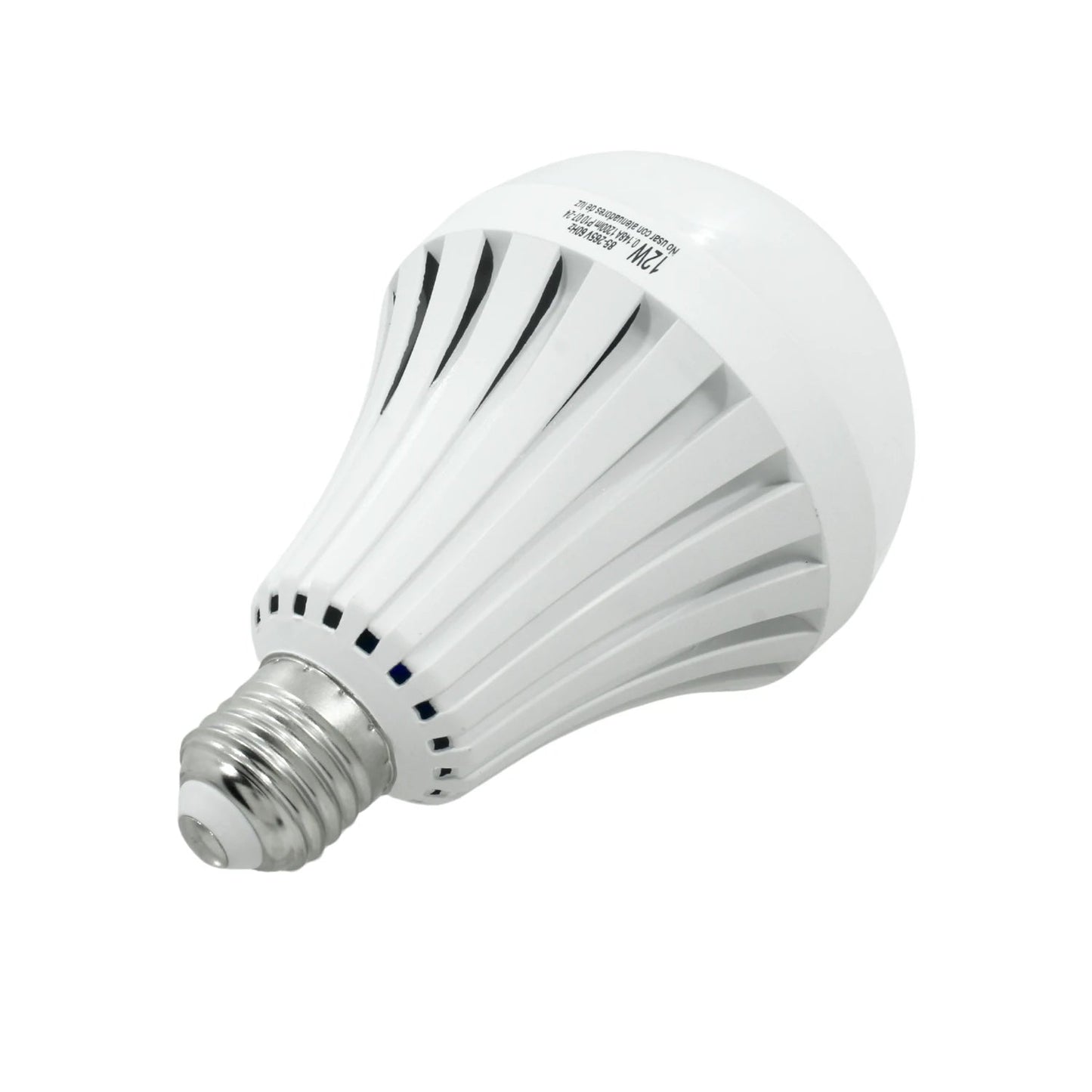 Lámpara LED recargable de emergencia tipo bulbo 12W blanca con rosca E27 para apagones