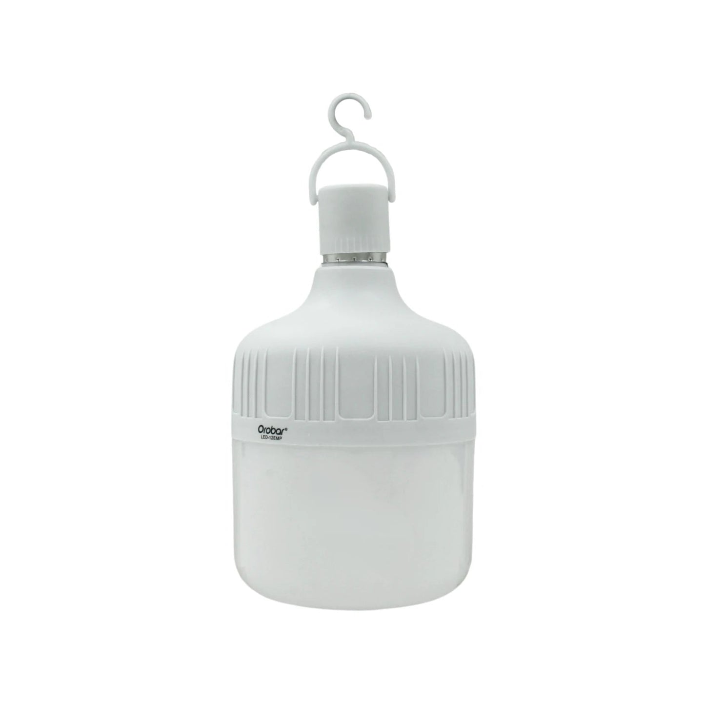 Lámpara recargable LED blanca Orobar tipo bulbo con gancho para emergencia