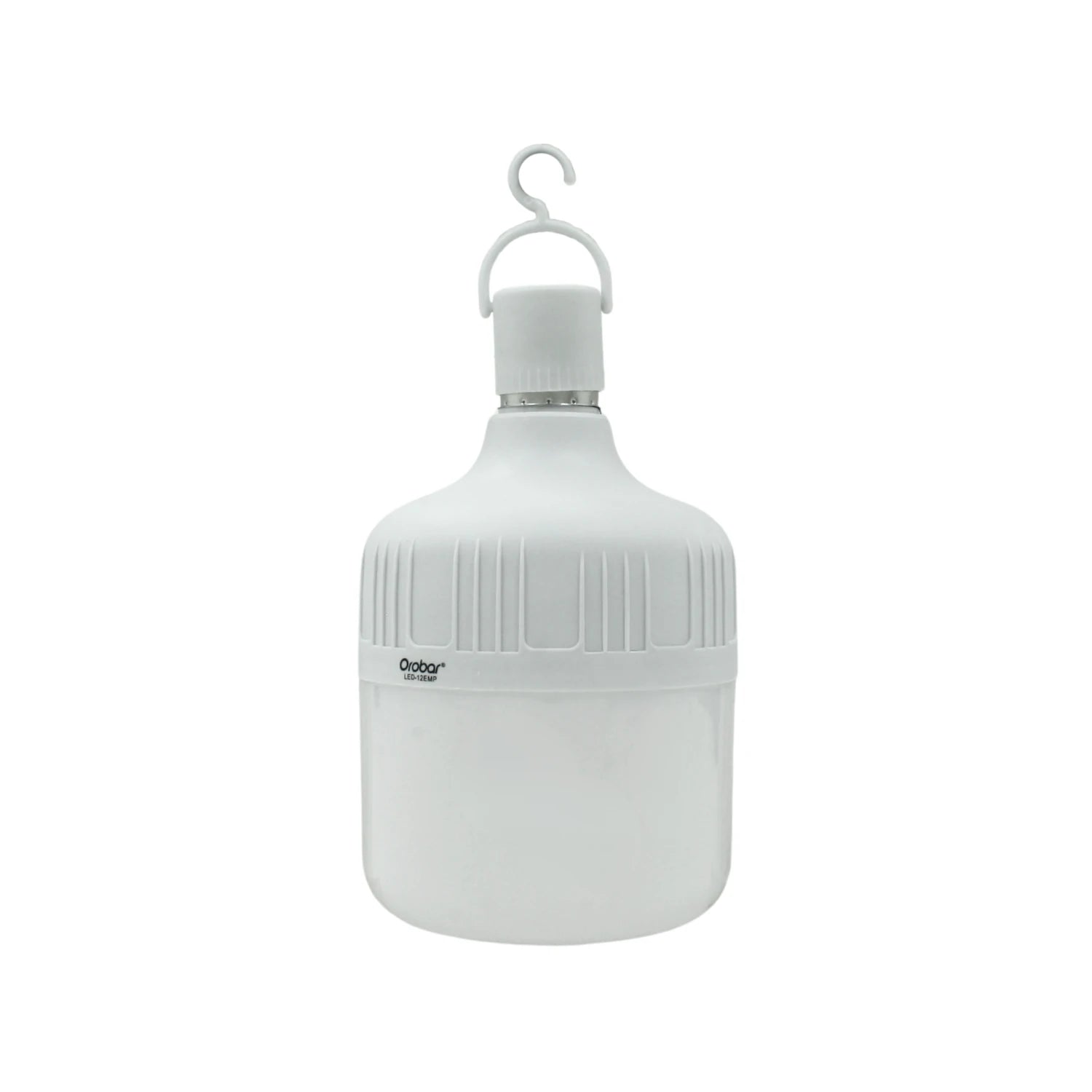 Lámpara recargable LED blanca Orobar tipo bulbo con gancho para emergencia
