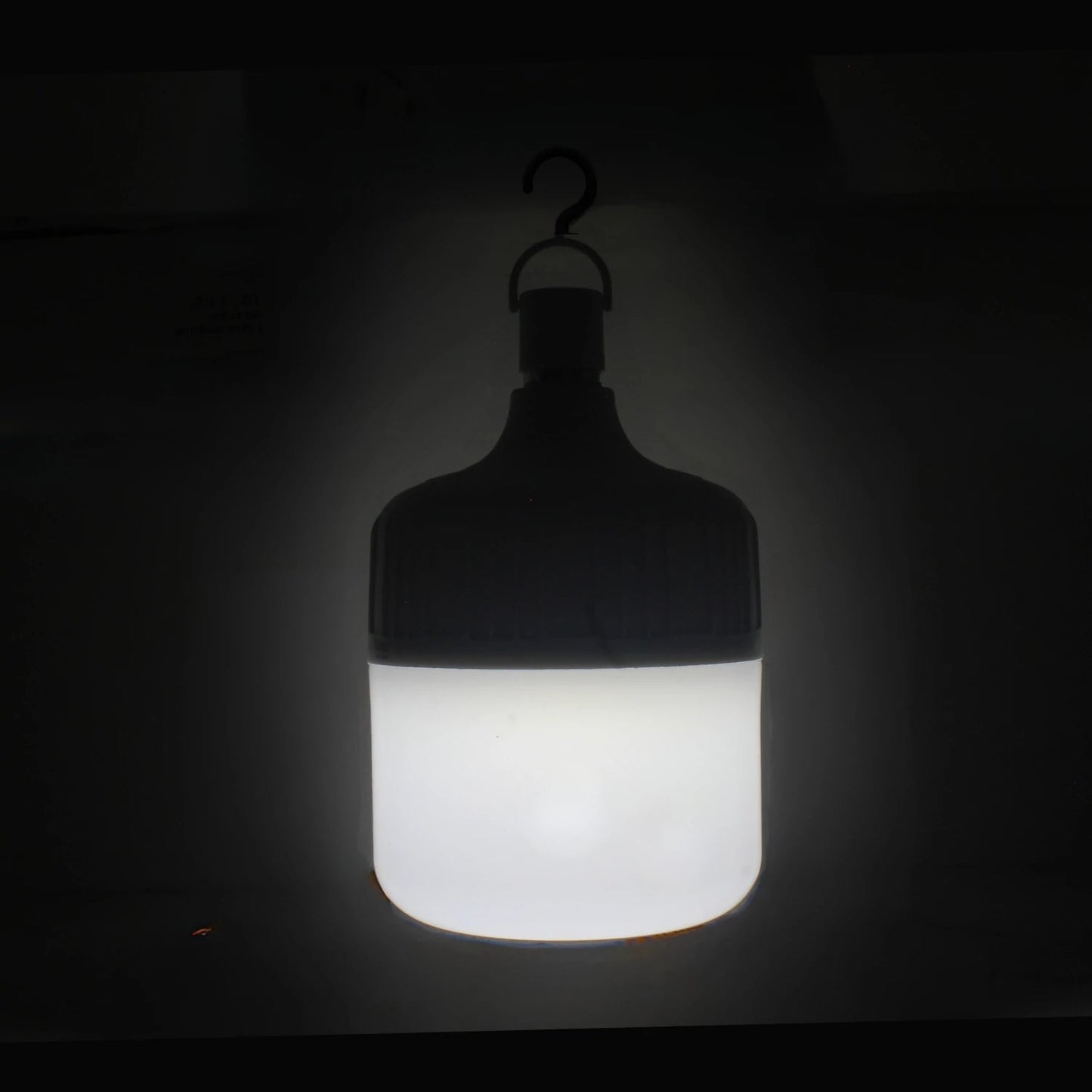 Lámpara de emergencia recargable LED con luz blanca y gancho, portátil para cortes de luz y camping