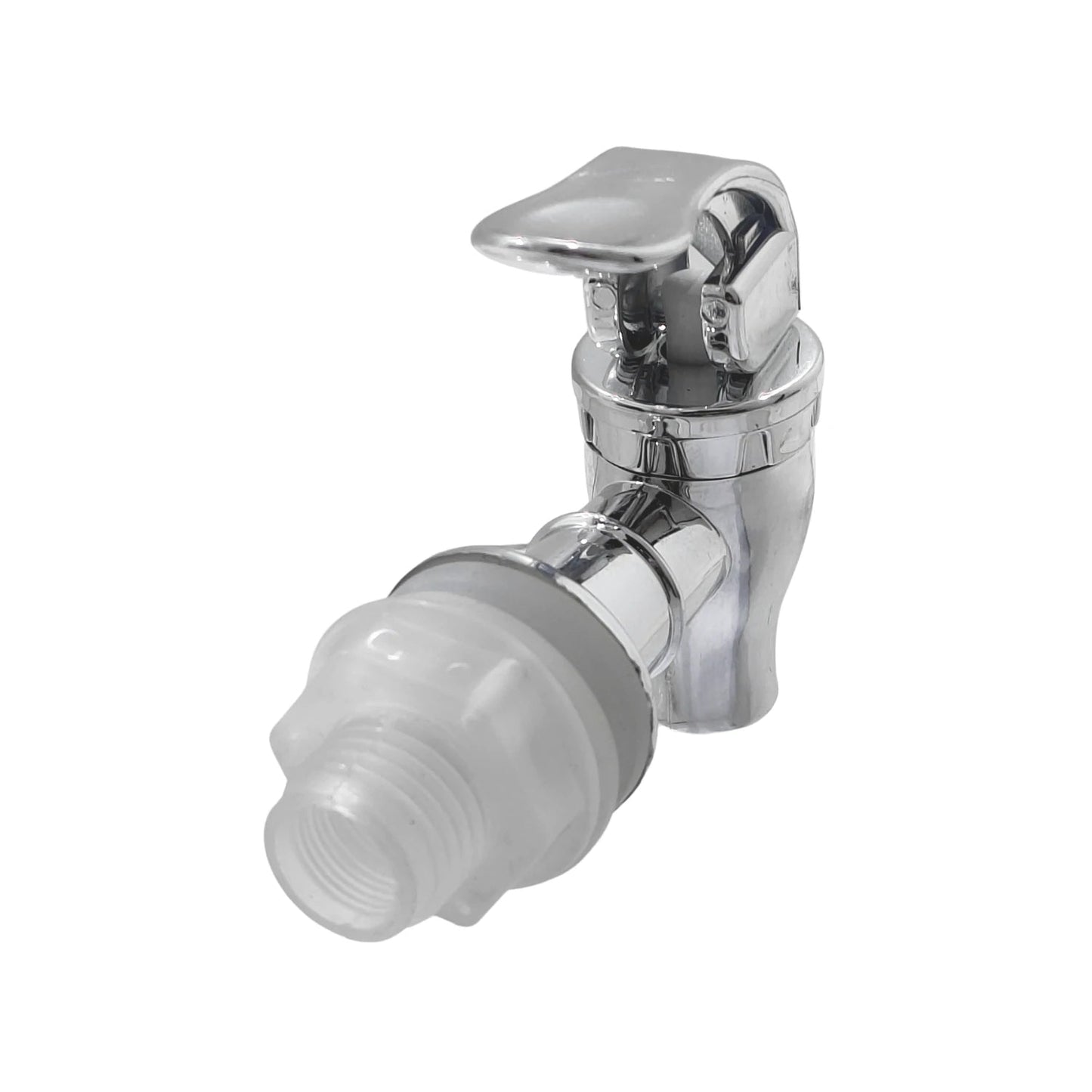 Llave dispensadora de agua cromada para garrafón, con conexión de rosca plástica
