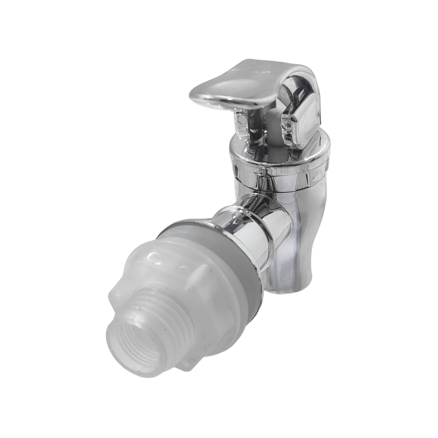 Llave dispensadora de agua cromada para garrafón, con conexión de rosca plástica