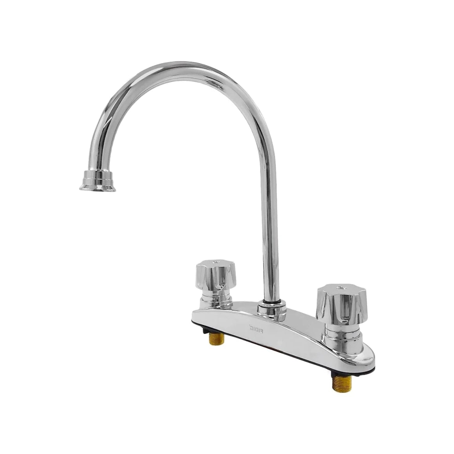 Mezcladora Fidic para fregadero cromada 8 pulgadas, con cuello de ganso y doble manija.