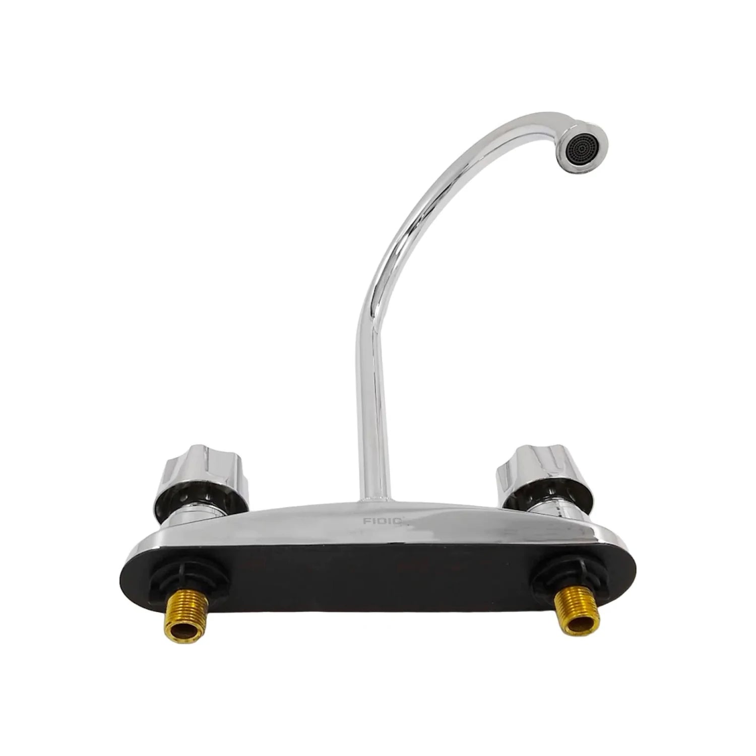 Mezcladora para fregadero FIDIC cromada, dos manerales, cuello de ganso, instalación 8 pulgadas