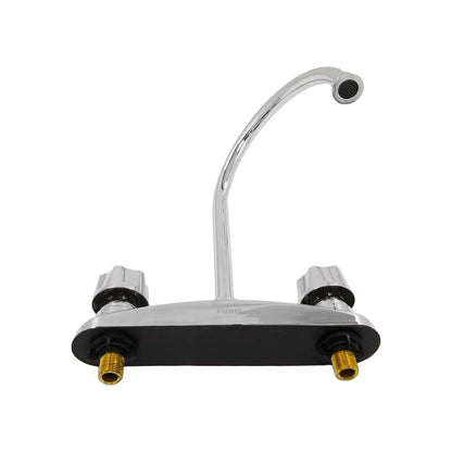 Mezcladora para fregadero FIDIC cromada, dos manerales, cuello de ganso, instalación 8 pulgadas