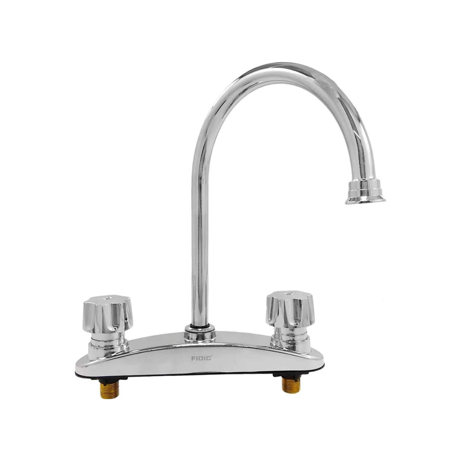 Mezcladora de fregadero Fidic cromada 8" con dos manijas y cuello de ganso para cocina